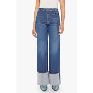Mother Lil Hustler Roller Sneak Cuff Wide Leg Jeans in Kicks and Riffs 28